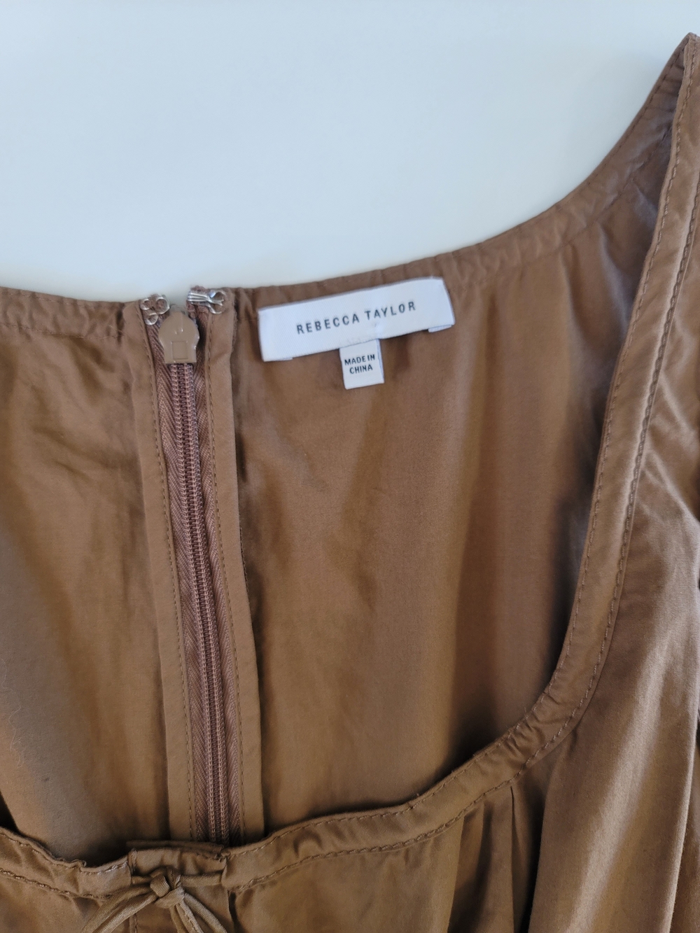 Rebecca Taylor Cotton Poplin Sleeveless Romper Brown Romper Ties Size 2 - Picture 3 of 8